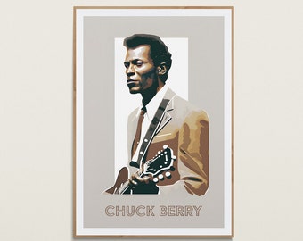 Chuck Berry Print | Vintage Wall Art | Rock N Roll Singer | Retro Music Wall Art | Chuck Berry Wall Decor | Rock N Roll Music Print