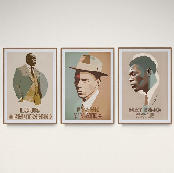 Set of 3 Jazz Singers Vintage Wall Art Retro Music Wall 