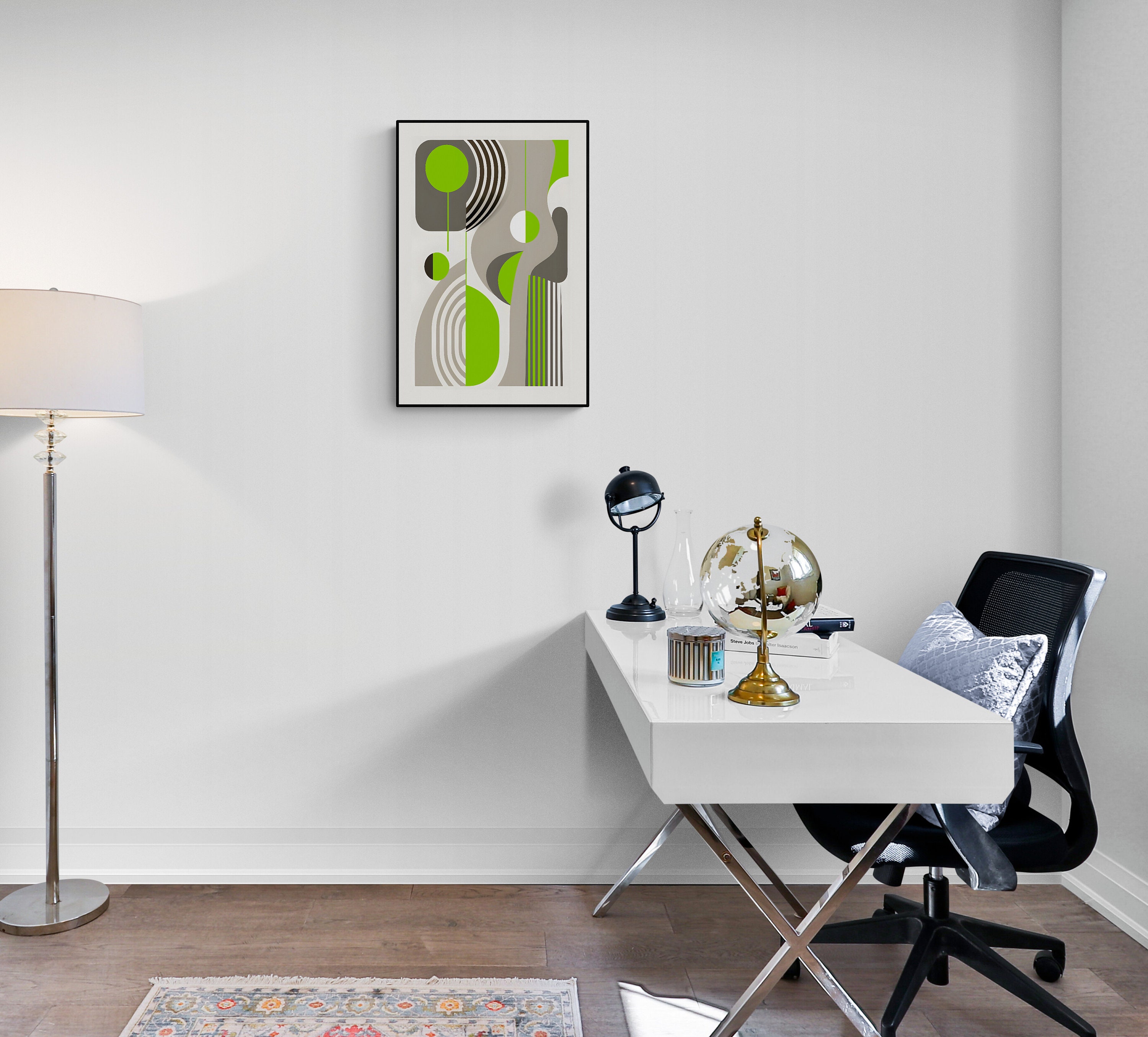 Midcentury Print Green and Grey Wall Art Midcentury Wall Decor Mid