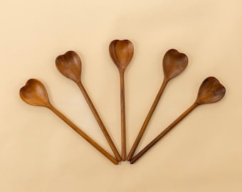 Heart Shaped Wooden Spoon - Potion Play, Sensory Tool, Mud Kitchen Toy