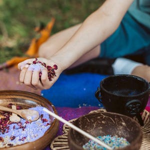 Magical fairy ingredients used in sensory play potion kit for imaginative creative play