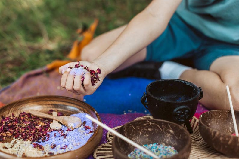Magical fairy ingredients used in sensory play potion kit for imaginative creative play