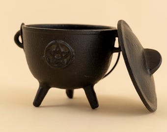 Cast Iron Pentagram Cauldron - perfect for potion play