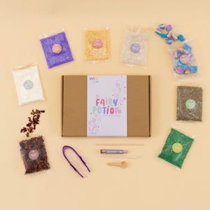 Fairy sensory play kit contents including magical ingredients tools and potion accessories for imaginative play