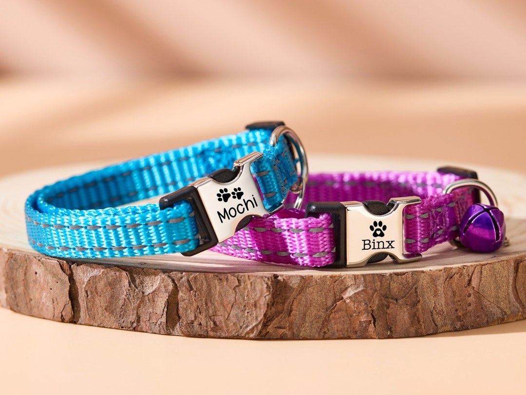Custom Cat Collars With Name Tag,nylon Soft Adjustable Personalized Cat