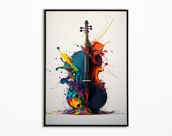 Vibrant Cello #1 - Cello Wall Art, Cello Digital Art, Gift for Musicians, Digital Download, Music Artwork, Music Gifts, Music Wall Art