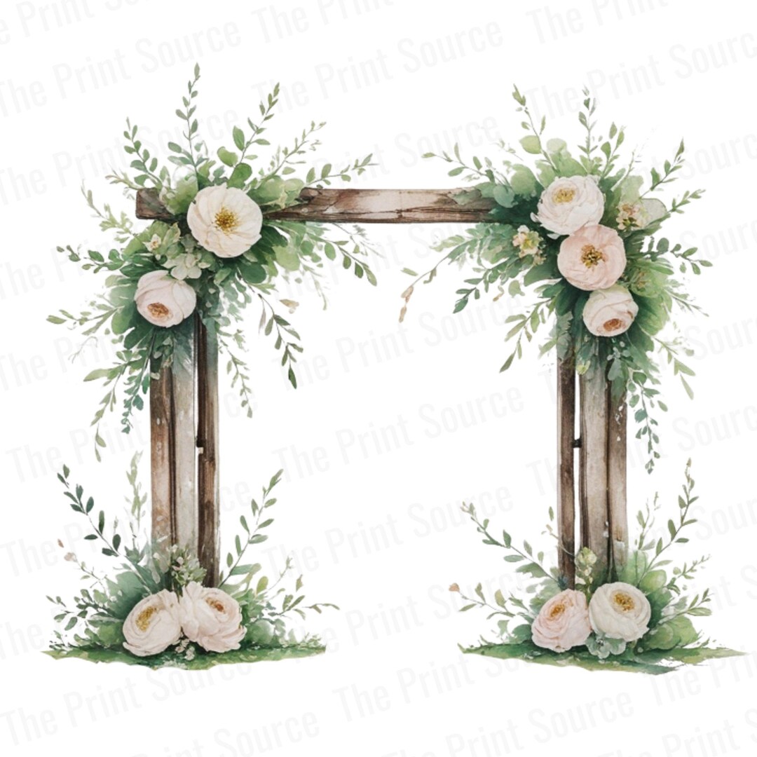 Watercolor Floral Wedding Arch PNG, Rustic Greenery Clipart, Boho ...