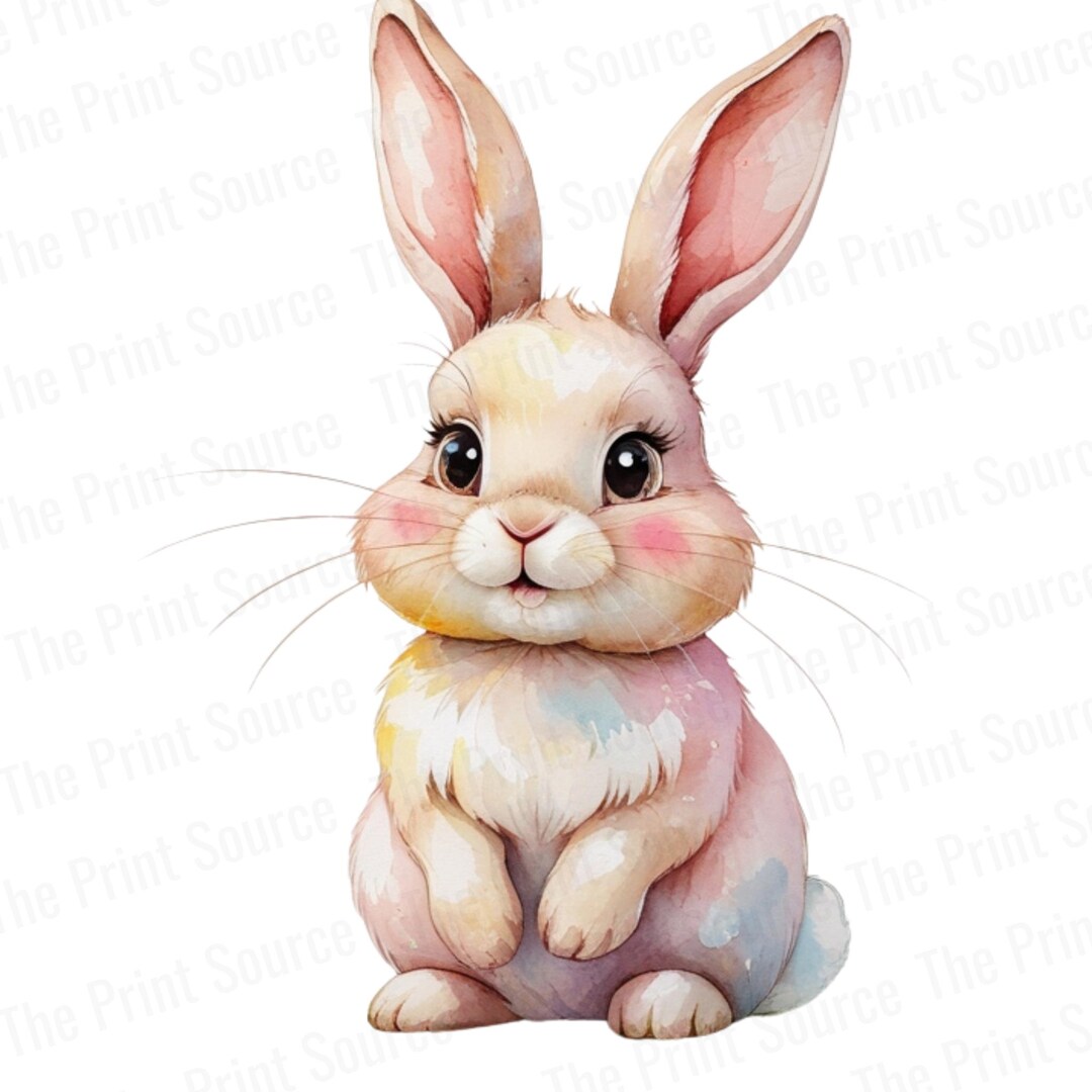 Cute Watercolor Bunny Clipart PNG | Easter Bunny Digital Download ...