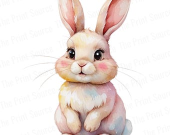 Cute Watercolor Bunny Clipart PNG | Easter Bunny Digital Download | Spring Rabbit Illustration | Instant Download for DIY Crafts