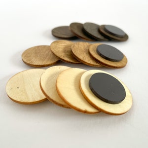 1.18&quot; (30 mm) round wooden magnets; natural and eco-friendly wooden magnets