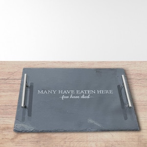 Etched Slate Charcuterie Tray with Handles (12&quot;x16&quot;) - Funny Charcuterie Phrases
