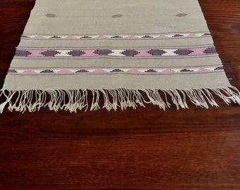 unique linen table runner, handwoven linen runner, handmade purple tablecloth, handmade home decor