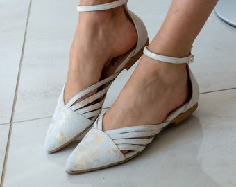 Wedding Leather Ballet flat ,Handcrafted , Premium , Women Shoes