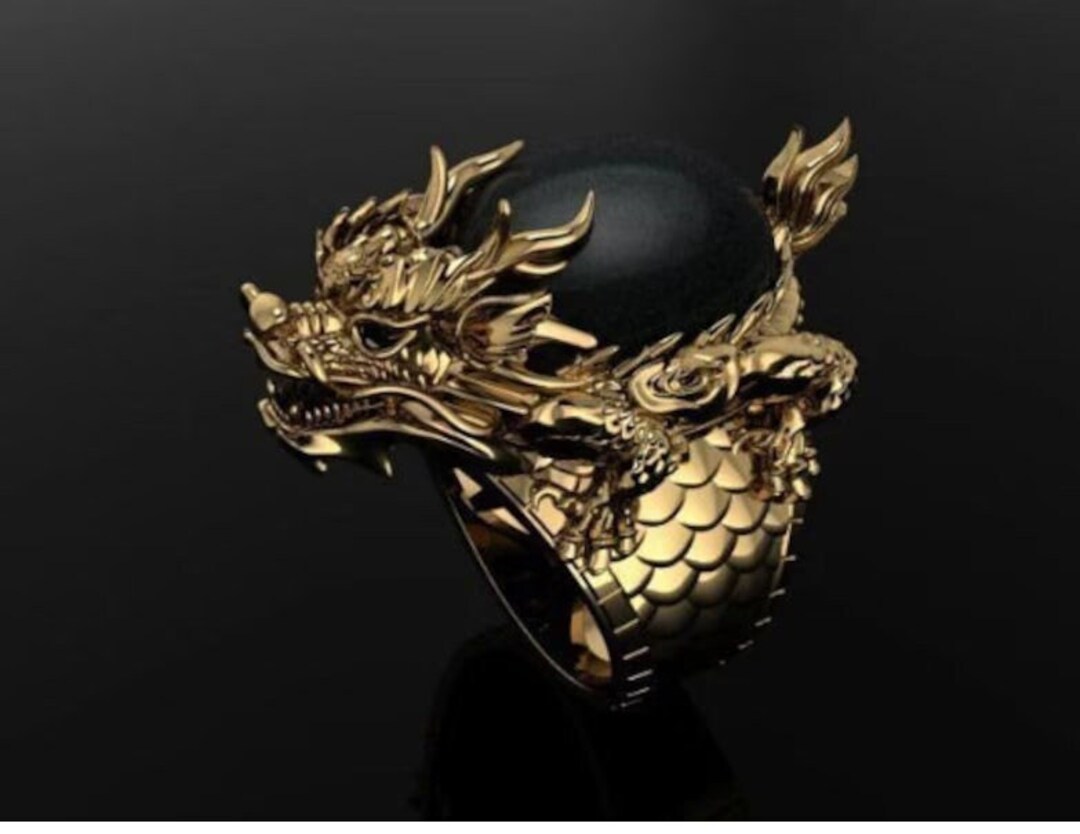 Men's Celtic Dragon Ring Black Viking Dragon Wedding Etsy