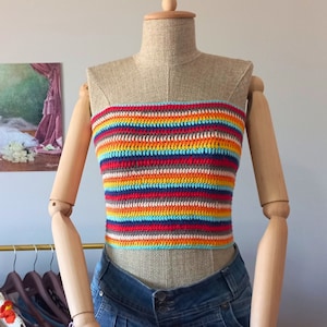 Crochet Tube Top, Summer Crochet Top, Crochet Striped Top, Handmade Colorful Top, Crochet Festival Top, Crochet Boho Top, Crochet Pride Top