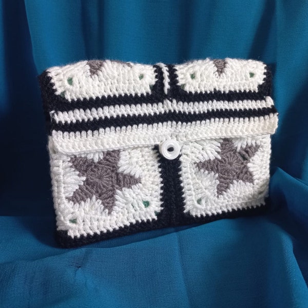 Pochette de livre au crochet, pochette de livre folklorique, pochette de livre étoilé au crochet