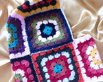 Hand Knitted Granny Square Crochet Balaclava, Ski Mask