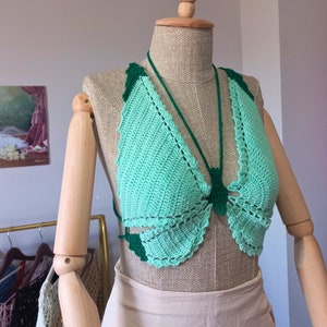 Crochet butterfly top, Handmade Butterfly top, Butterfly crop top, Cotton bustier top, Crochet festival top, Festival outfit