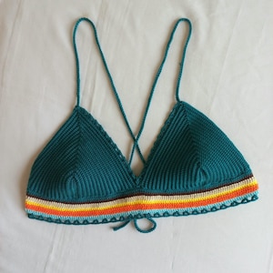 Rainbow crochet top, crochet bralette, bustier, crocet gifts for her, crochet bralette, festival top, modern crochet