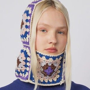 Pasamontañas de ganchillo, pasamontañas de abuela, pasamontañas de punto, gorro de abuela, pasamontañas de mohair, pasamontañas unisex, gorro de invierno