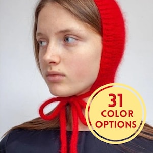 Crochet Balaclava,  Handmade Bonnet, Handknit Balaclava, Red Balaclava, Knit Bonnet