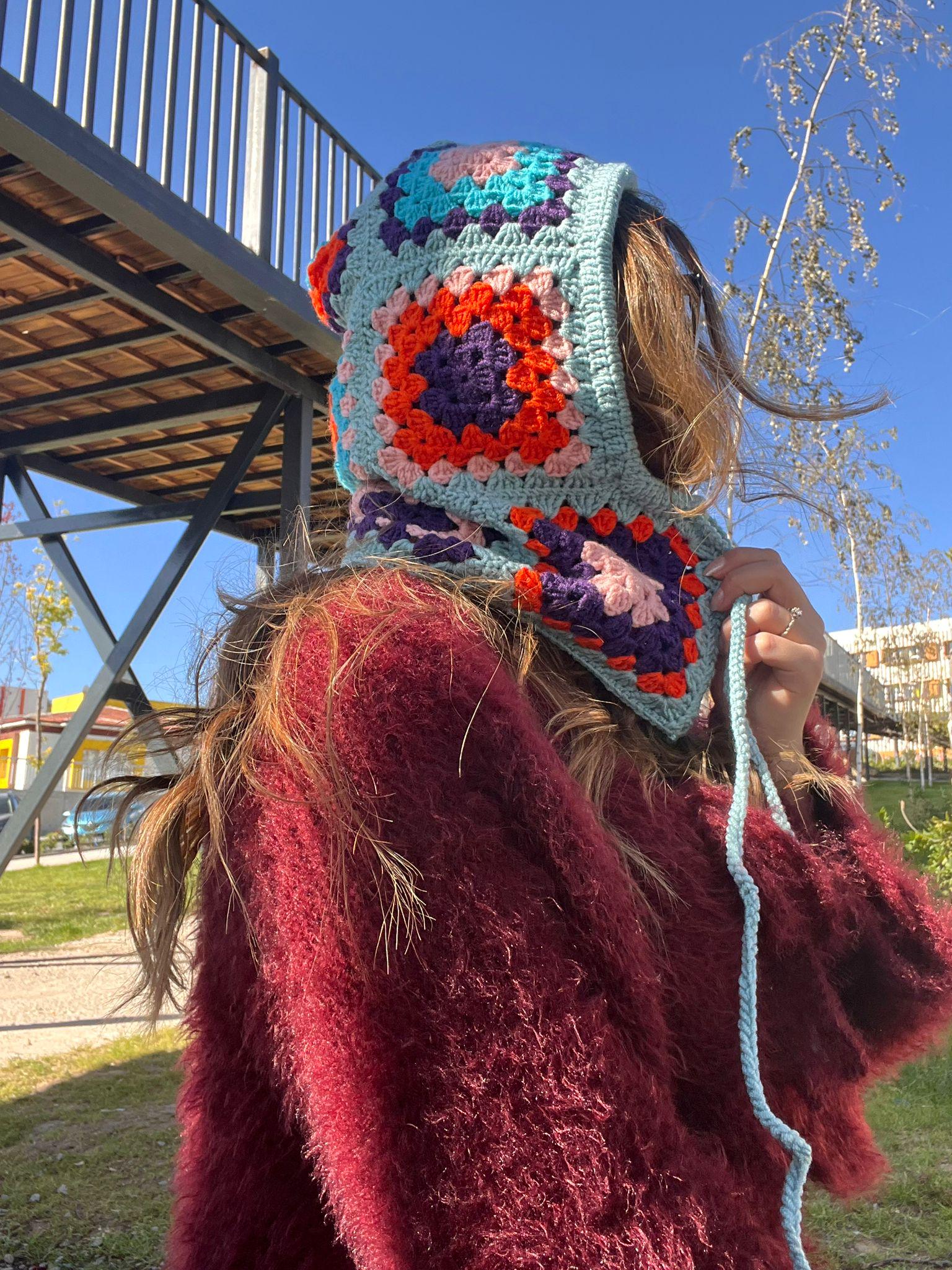 Rainbow & Black Crochet Flower Balaclava Hood Crochet Rainbow Knit Hood Balaclava - Etsy main image 4