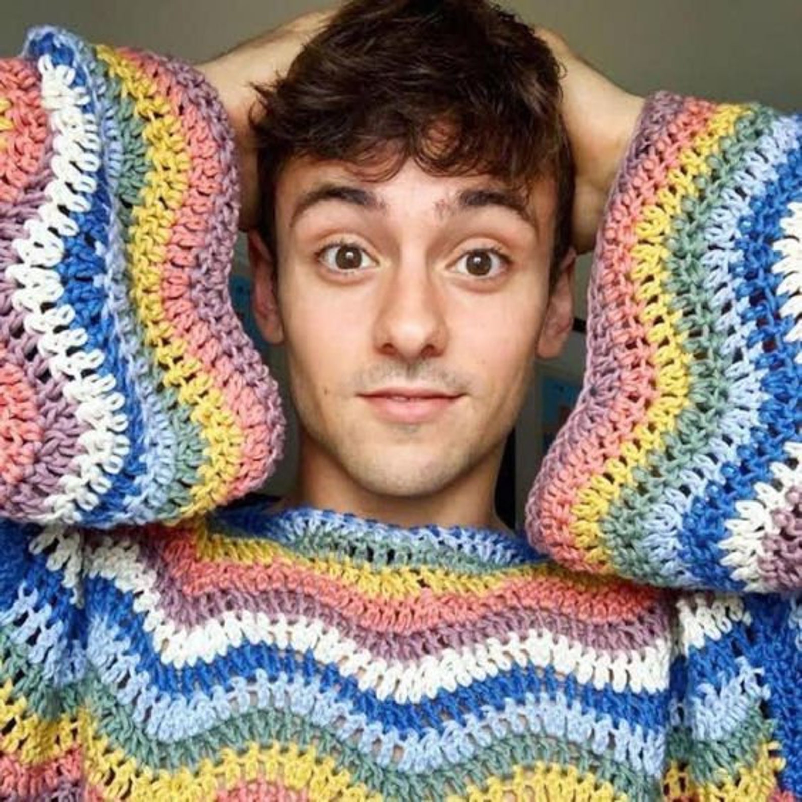 Tom Daley S Wavy Sweather Crochet Wavy Sweather Rainbow Etsy