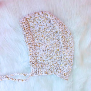 Knit Bonnet, Crochet Bow Tie Bonnet, Womens Bonnet, Crochet Balaclava, Hat with Sequins , Handmade Shiny Bonnet, Bright