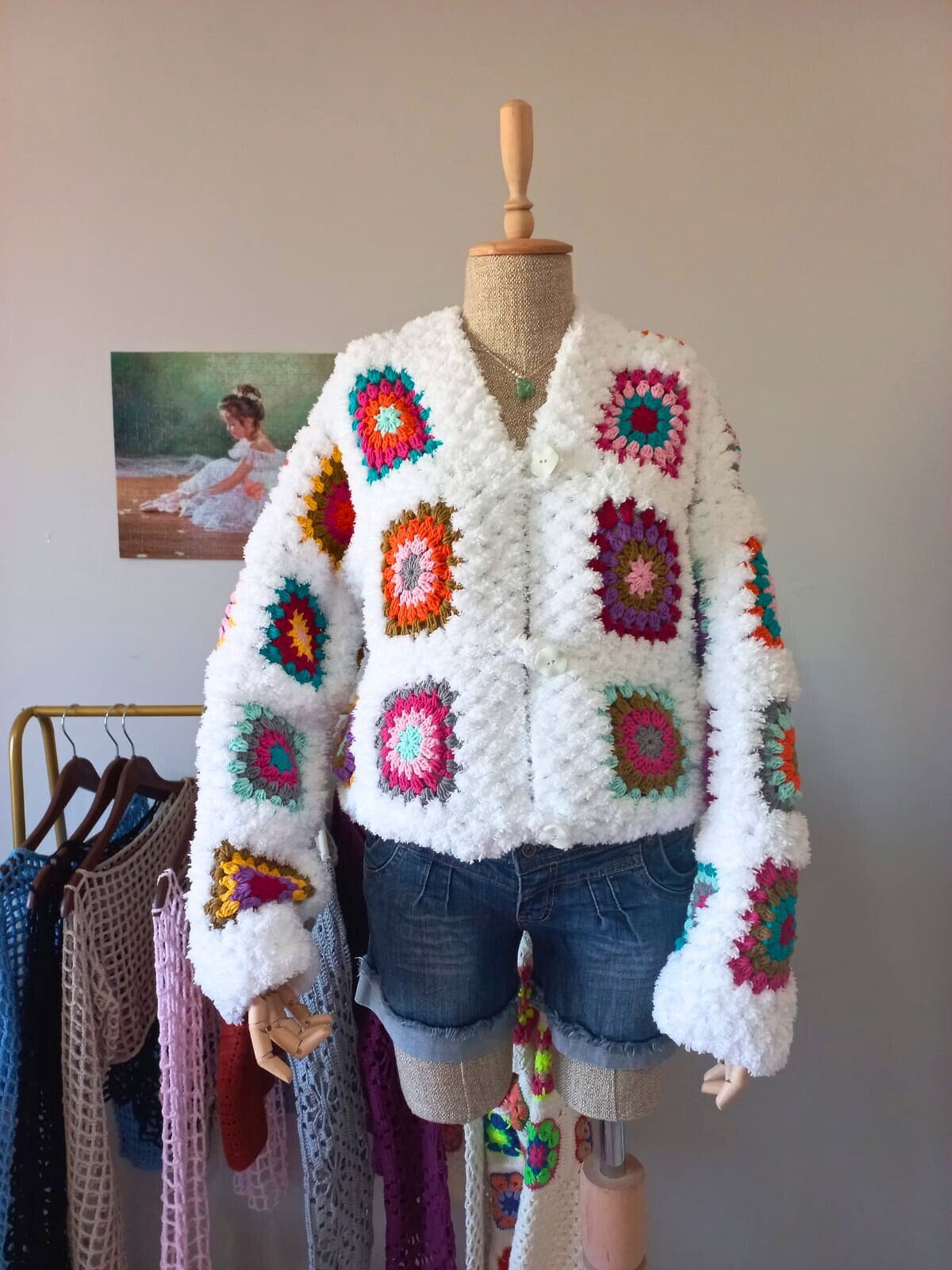 Crochet Chunky Cardigan, Crohcet Soft Patchwork Cardigan