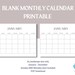 Blank Monthly Calendar Printable PDF Blank Calendar Monday - Etsy