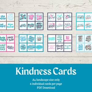 48 Kindness Cards | Printable Kindness Cards | Lunch Box Notes | Positive Notes | Encouragement Notes