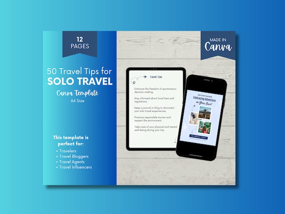 Solo Travel Tips Guide | Canva Template for Bloggers (Digital Download)
