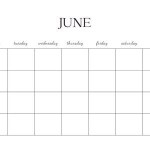Blank Monthly Calendar Printable PDF Blank Calendar Monday - Etsy