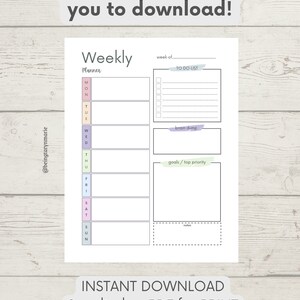 Weekly Planner Pages Goal Setting Weekly Reflections Printable Weekly Planner - Etsy