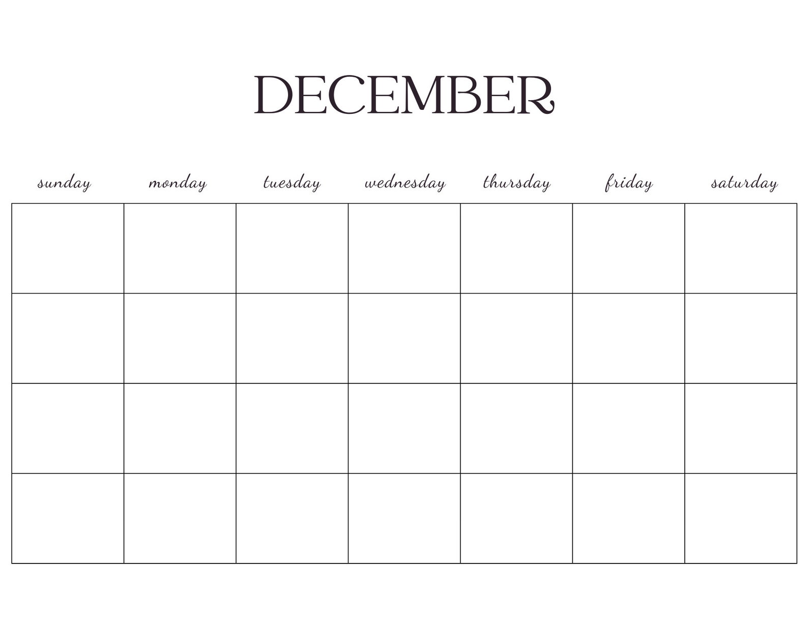 Blank Monthly Calendar Printable PDF Blank Calendar Monday - Etsy