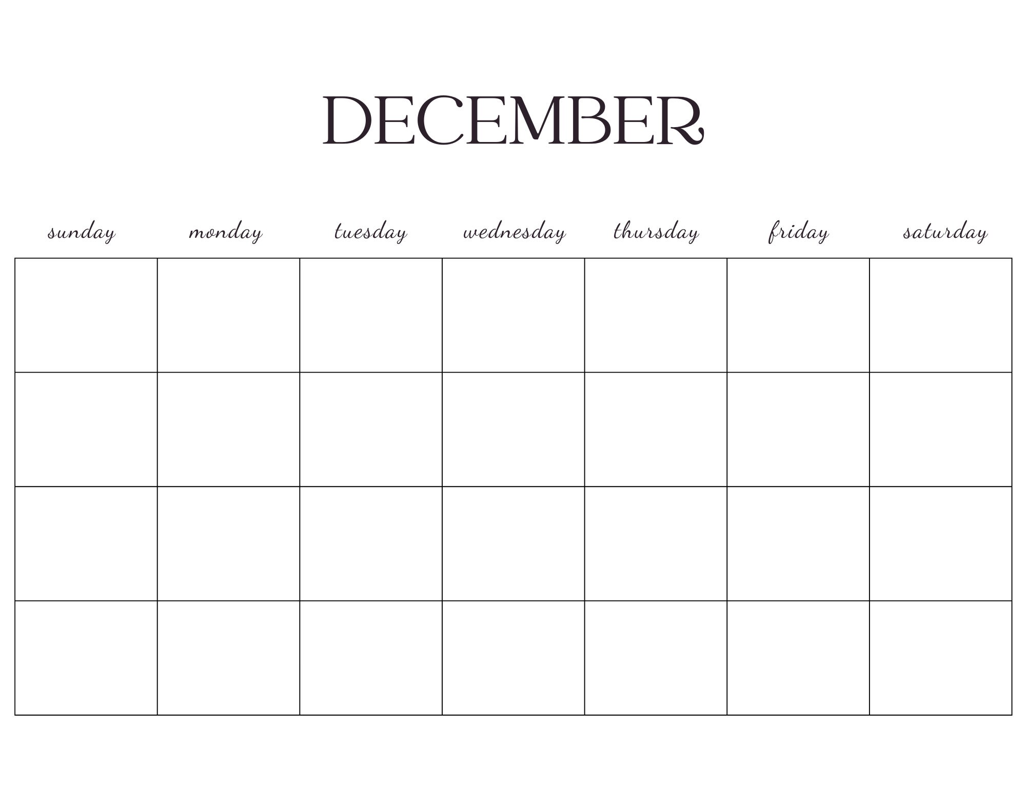 Blank Monthly Calendar Printable PDF Blank Calendar Monday - Etsy