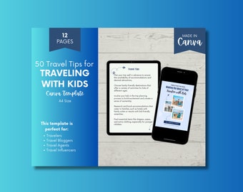 50 Travel Tips for Traveling with Kids | Canva Template (Digital Download)