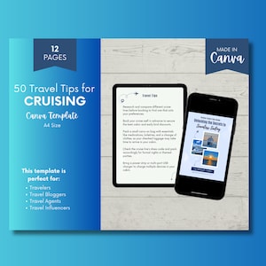 50 Travel Tips for Cruising | Ultimate Cruise Travel Tips Guide for Travelers, Agents, Bloggers, and Influencers | Editable Canva Template