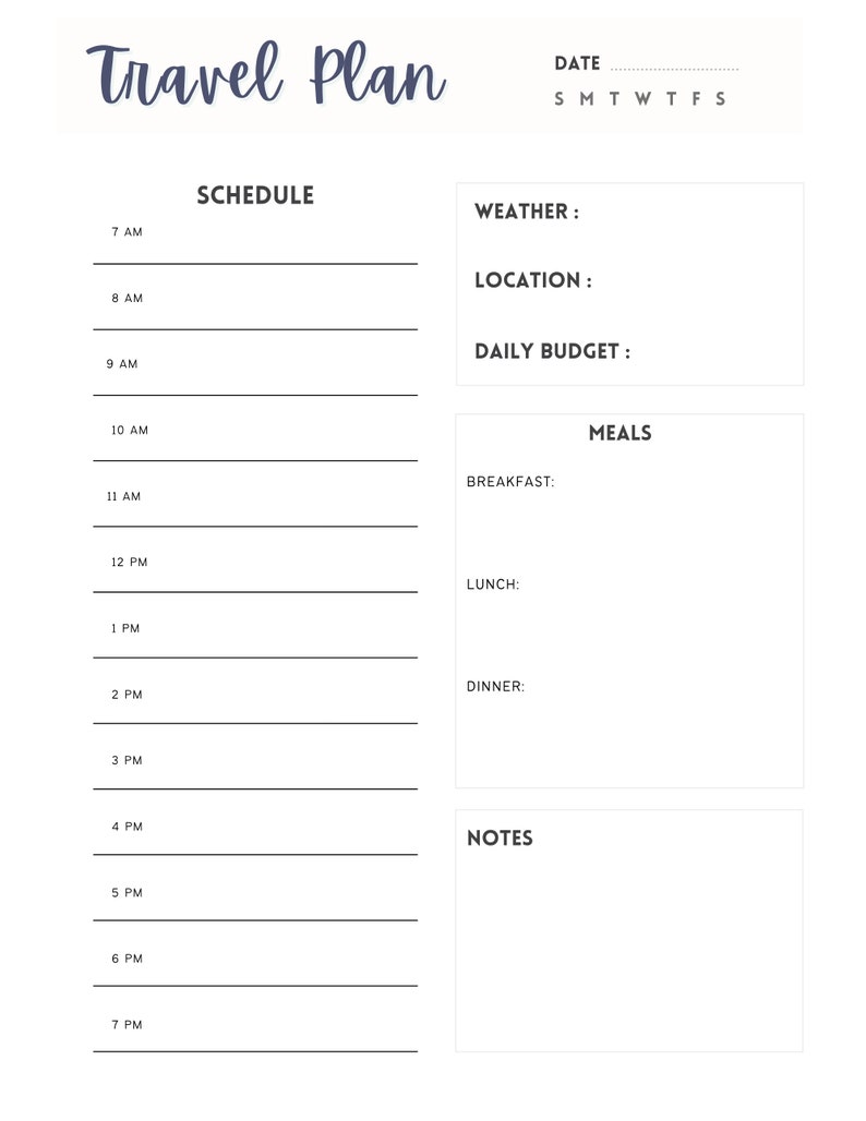 Printable Vacation Itinerary Printable Travel Planner Etsy