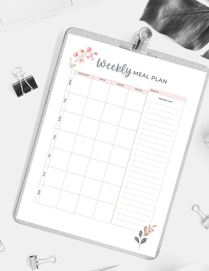Weekly Meal Planner Printable Menu Planning Weekly Menu Plan Meal ...