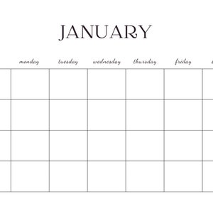 Blank Monthly Calendar Printable PDF Blank Calendar Monday - Etsy