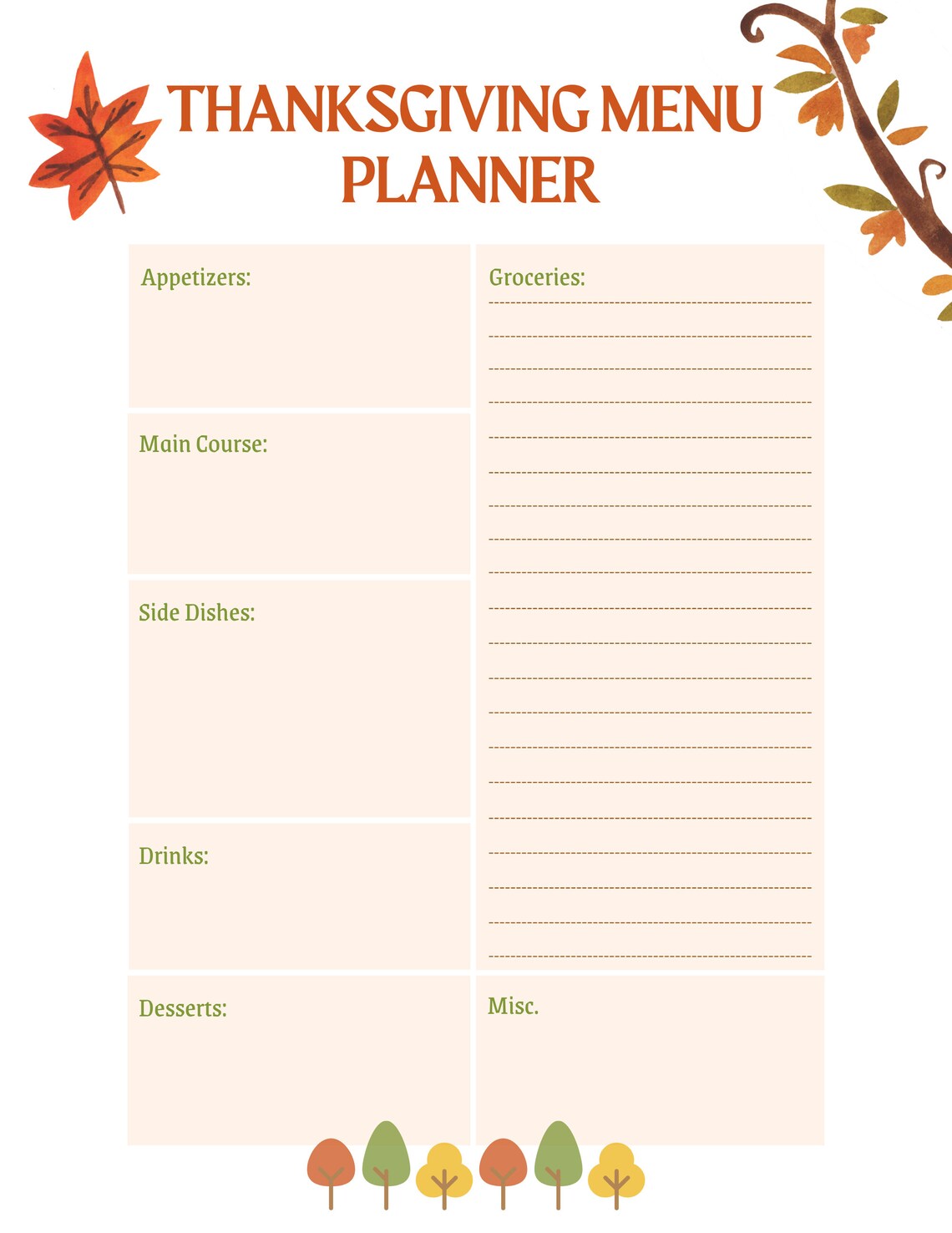 Holiday Menu Planner Bundle Printable Holiday Menu Planners Etsy