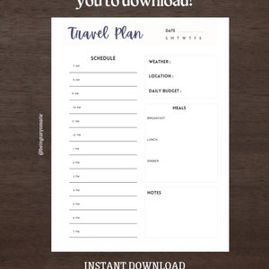 Printable Vacation Itinerary Printable Travel Planner Travel Planner ...
