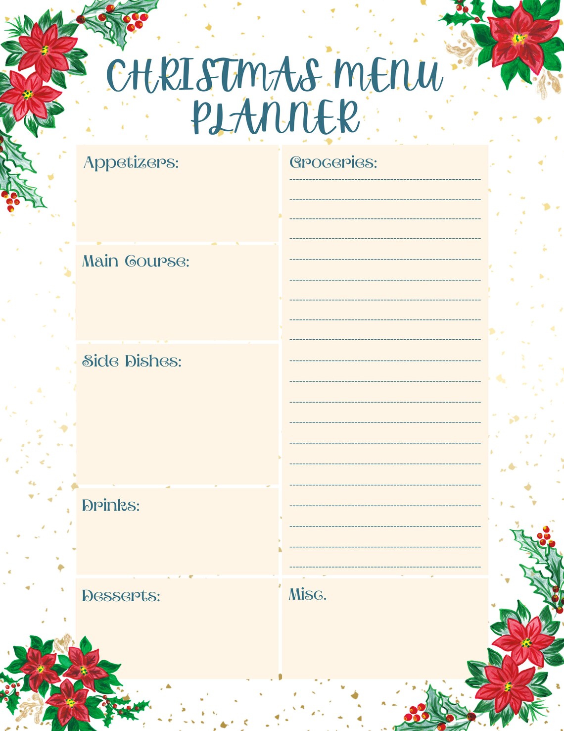 Holiday Menu Planner Bundle Printable Holiday Menu Planners Etsy