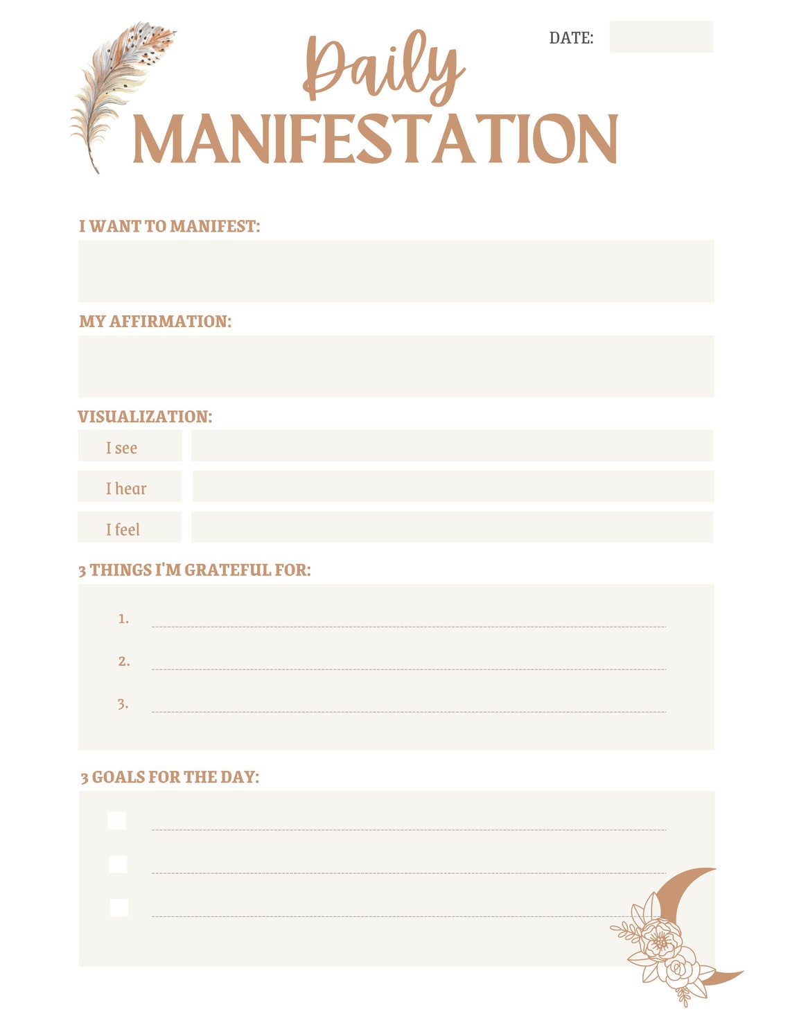 Daily Manifestation Journal | Printable Manifesting Journal ...