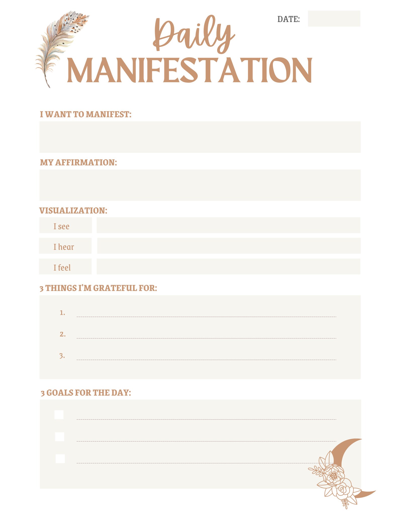 Daily Manifestation Journal | Printable Manifesting Journal ...