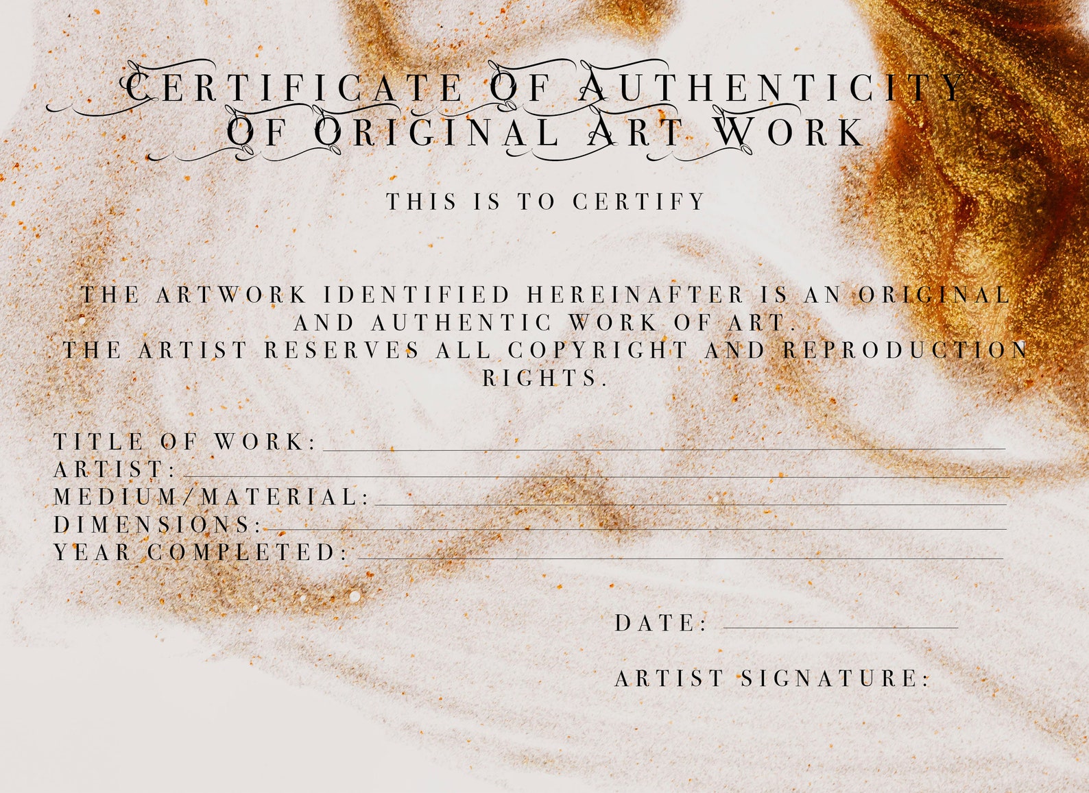 Certificado de autenticidad de la obra de arte original Etsy México
