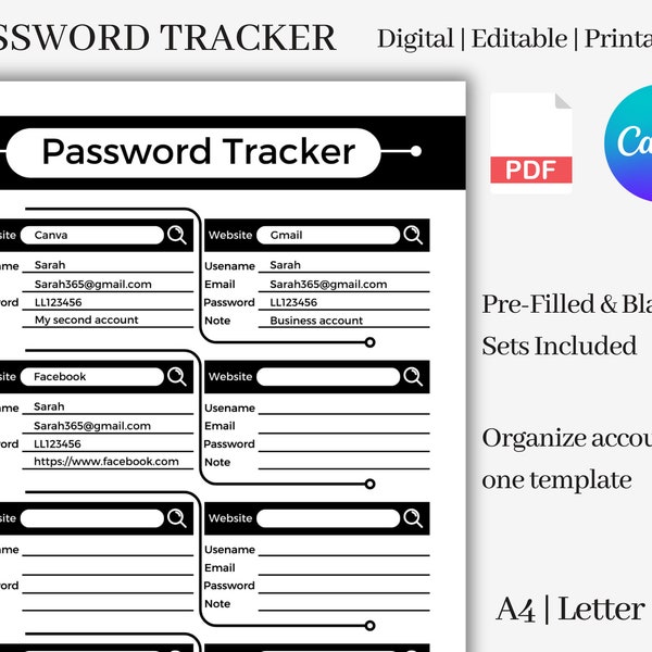 Password and Account Journal Etsy