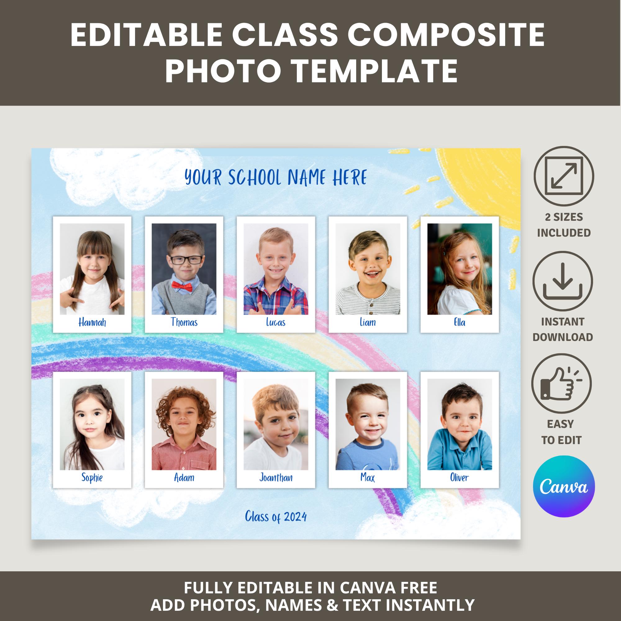 Class Composite Template, Yearbook Page, Canva Editable (digital ...