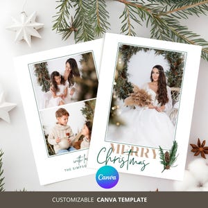 Weihnachtskarte druckbare Vorlage Urlaubskarte Canva Vorlage Weihnachten Familienkarte Weihnachtsfotokarte bearbeitbar Urlaub Card Template